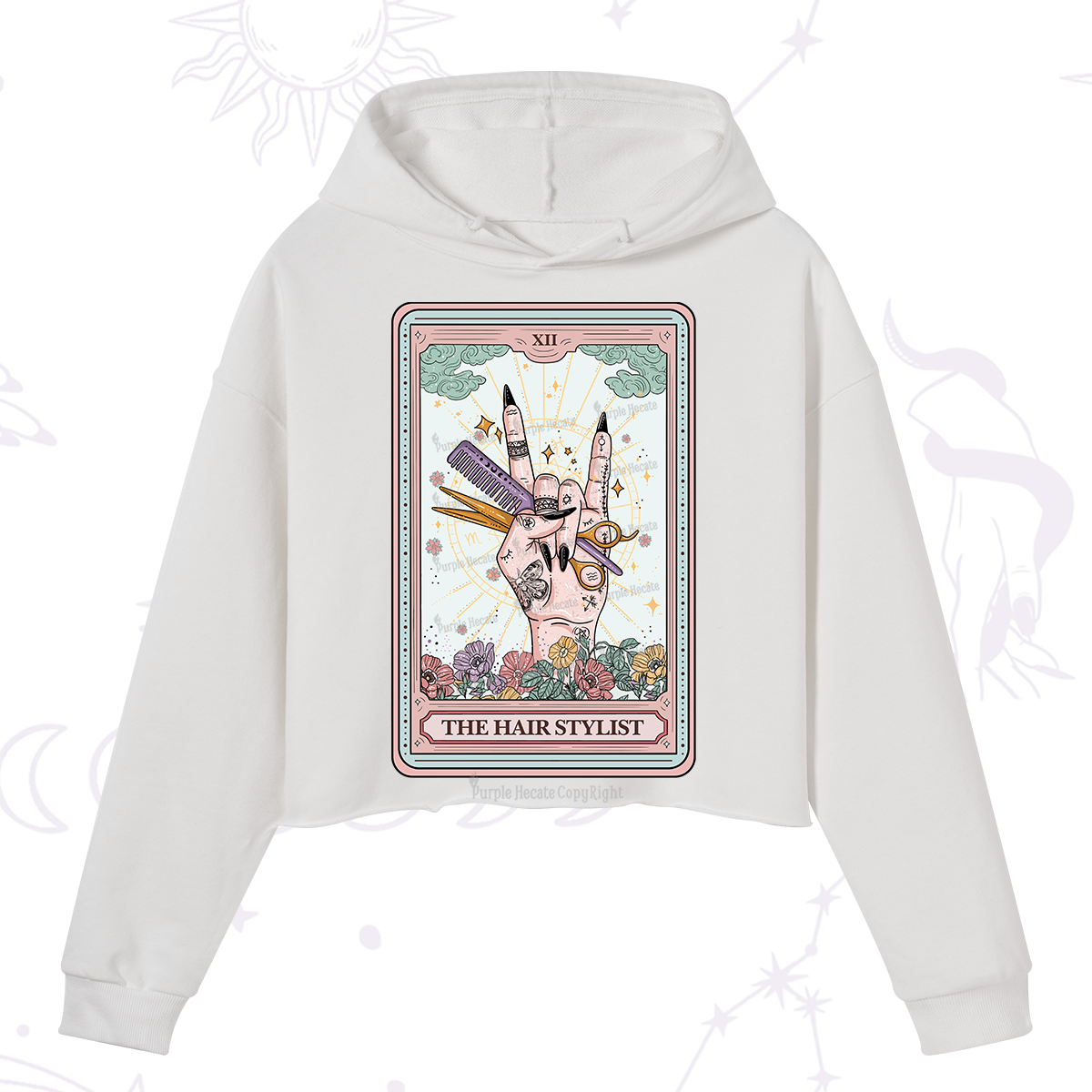 Purplehecate The Hair Stylist Tarot Crop Hoodie