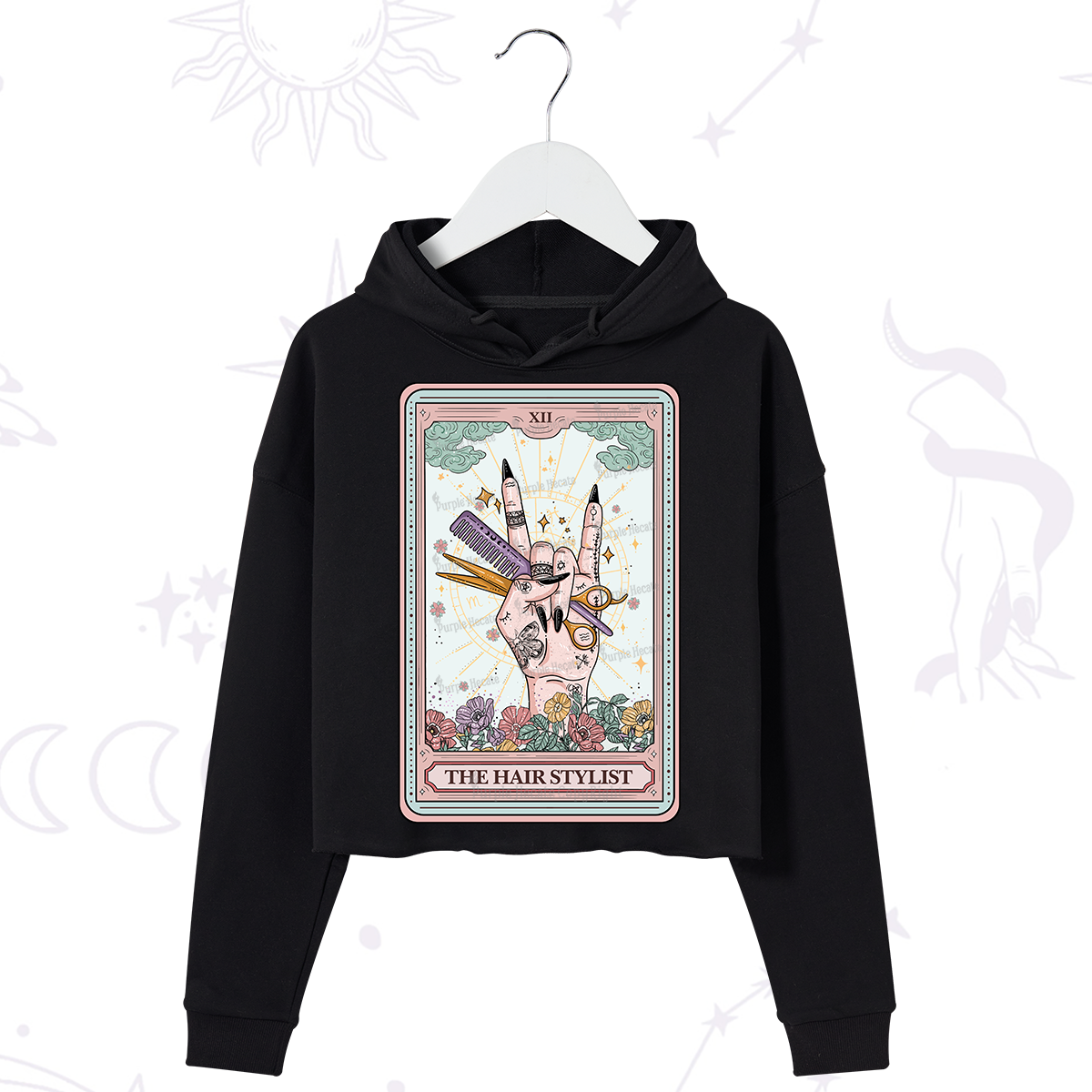 Purplehecate The Hair Stylist Tarot Crop Hoodie
