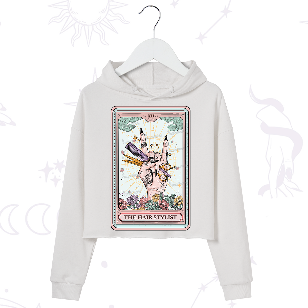 Purplehecate The Hair Stylist Tarot Crop Hoodie