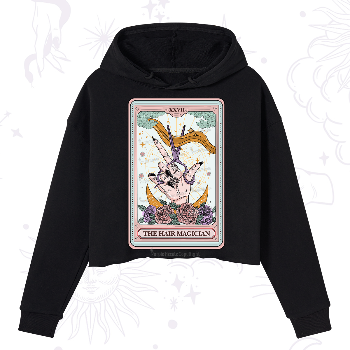 Purplehecate The Hair Magician Tarot Crop Hoodie