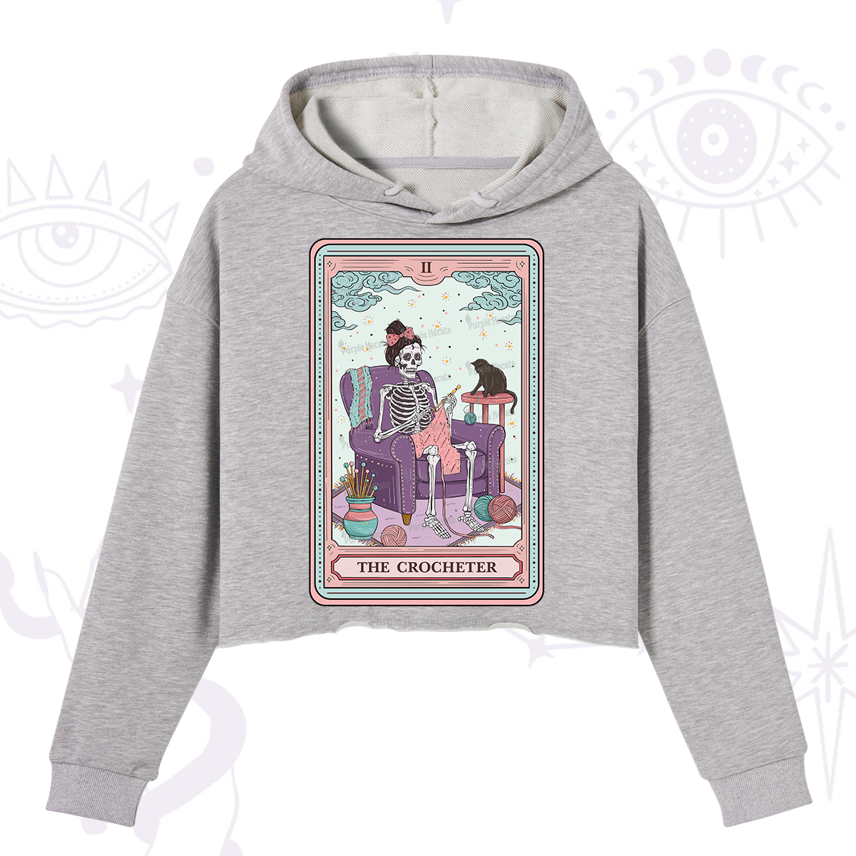 Purplehecate The Crocheter Tarot Crop Hoodie