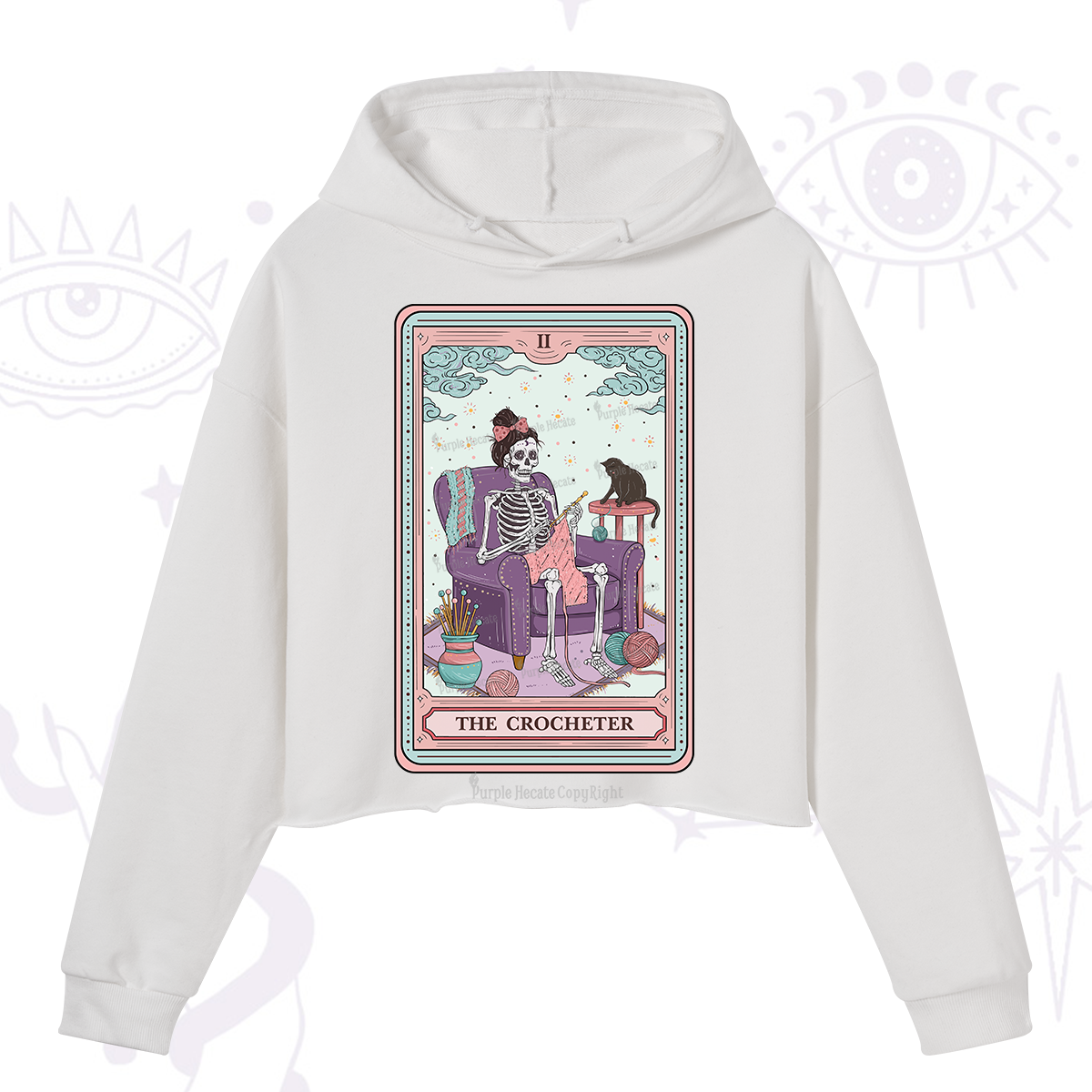 Purplehecate The Crocheter Tarot Crop Hoodie
