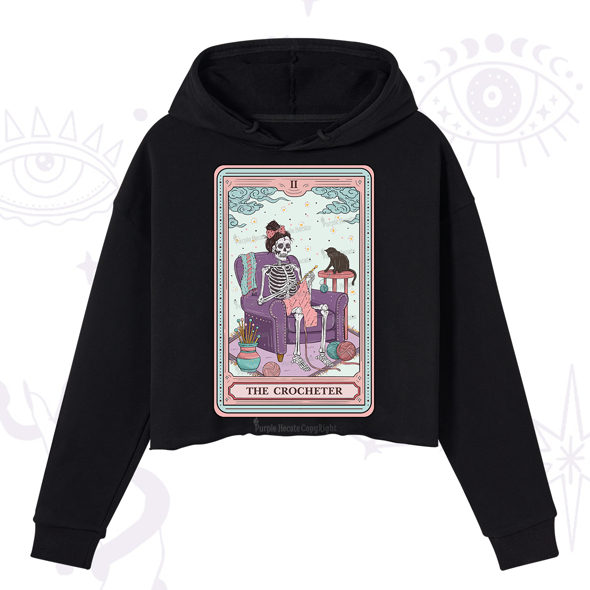 Purplehecate The Crocheter Tarot Crop Hoodie