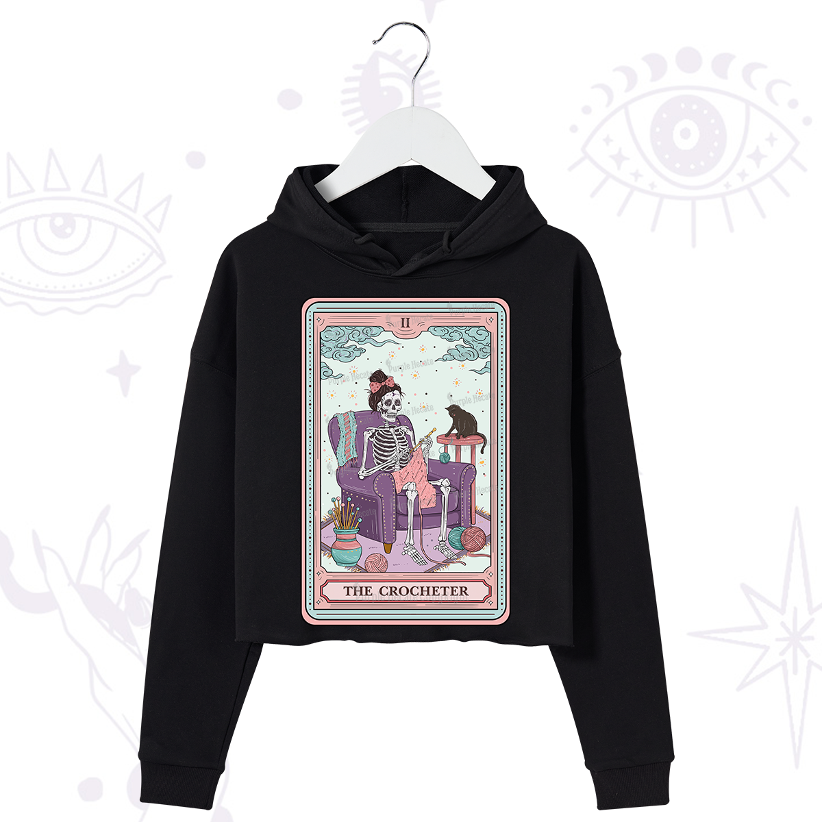Purplehecate The Crocheter Tarot Crop Hoodie