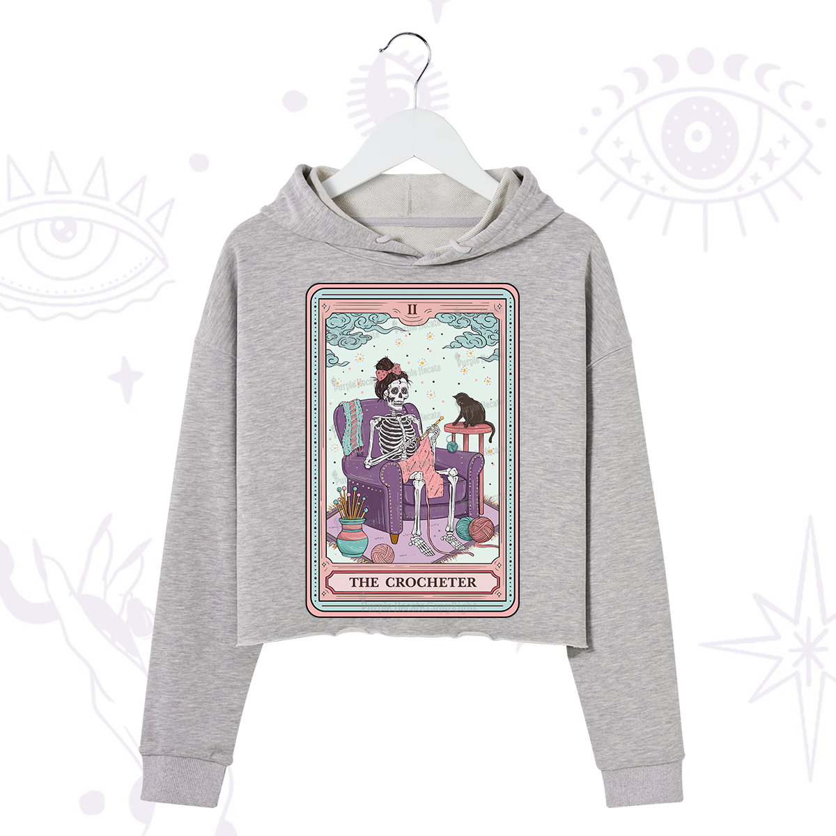 Purplehecate The Crocheter Tarot Crop Hoodie