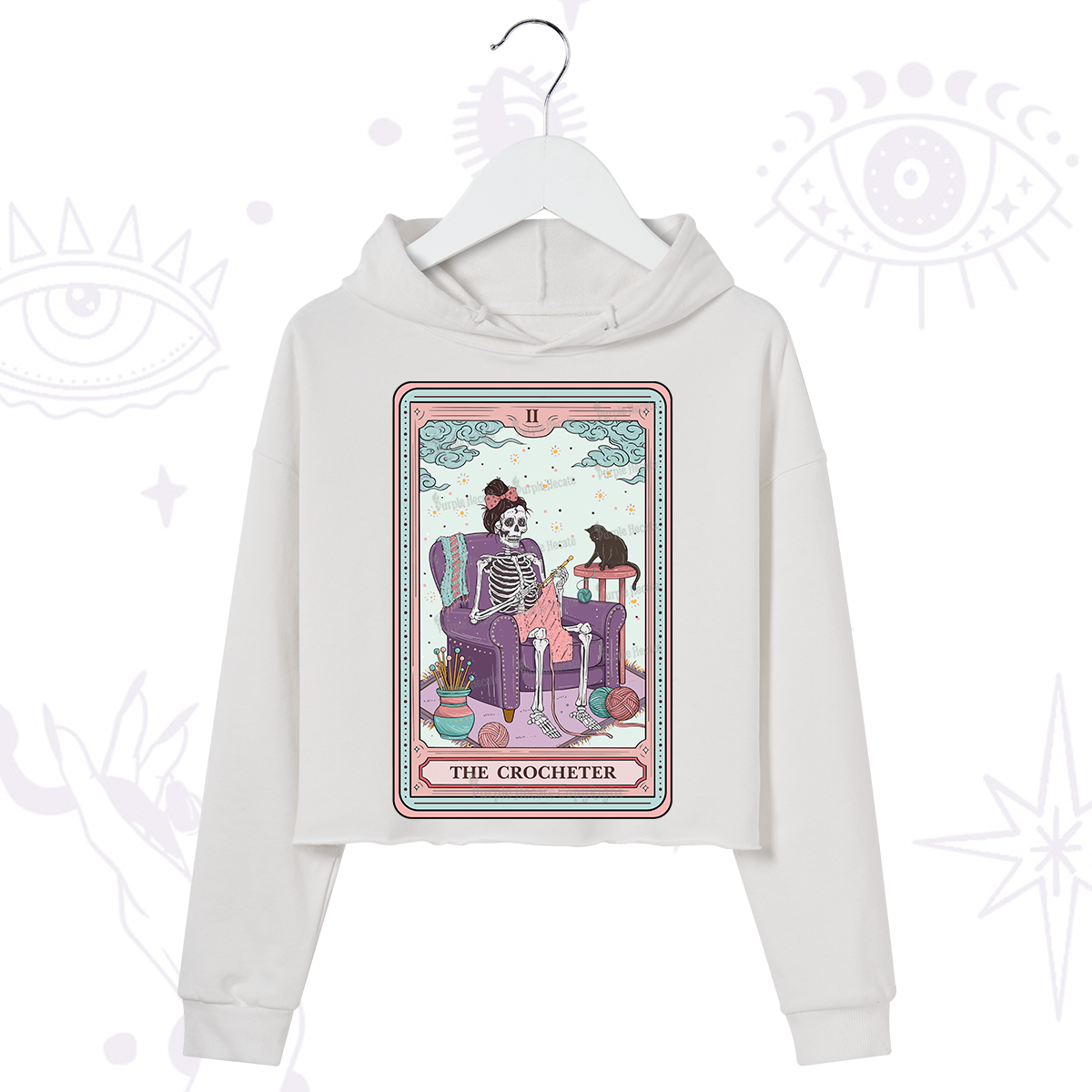 Purplehecate The Crocheter Tarot Crop Hoodie