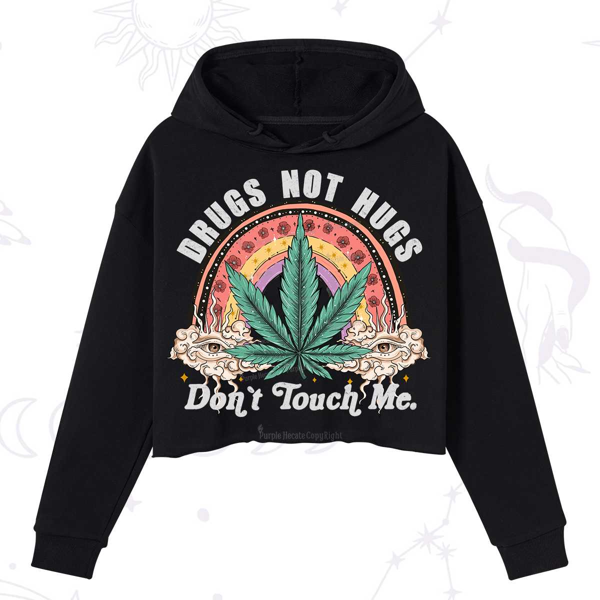 Purplehecate Drugs Not Hugs Crop Hoodie