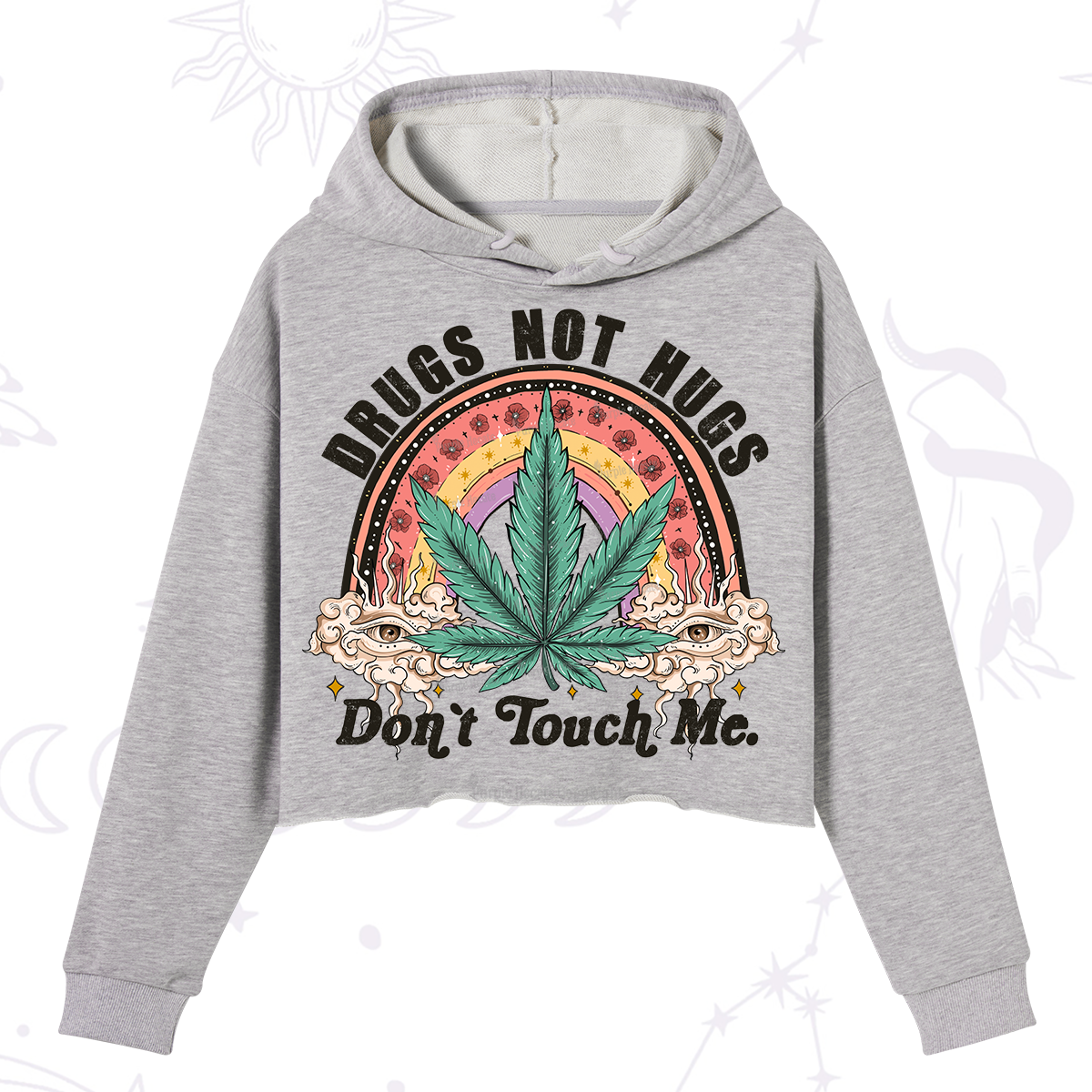 Purplehecate Drugs Not Hugs Crop Hoodie