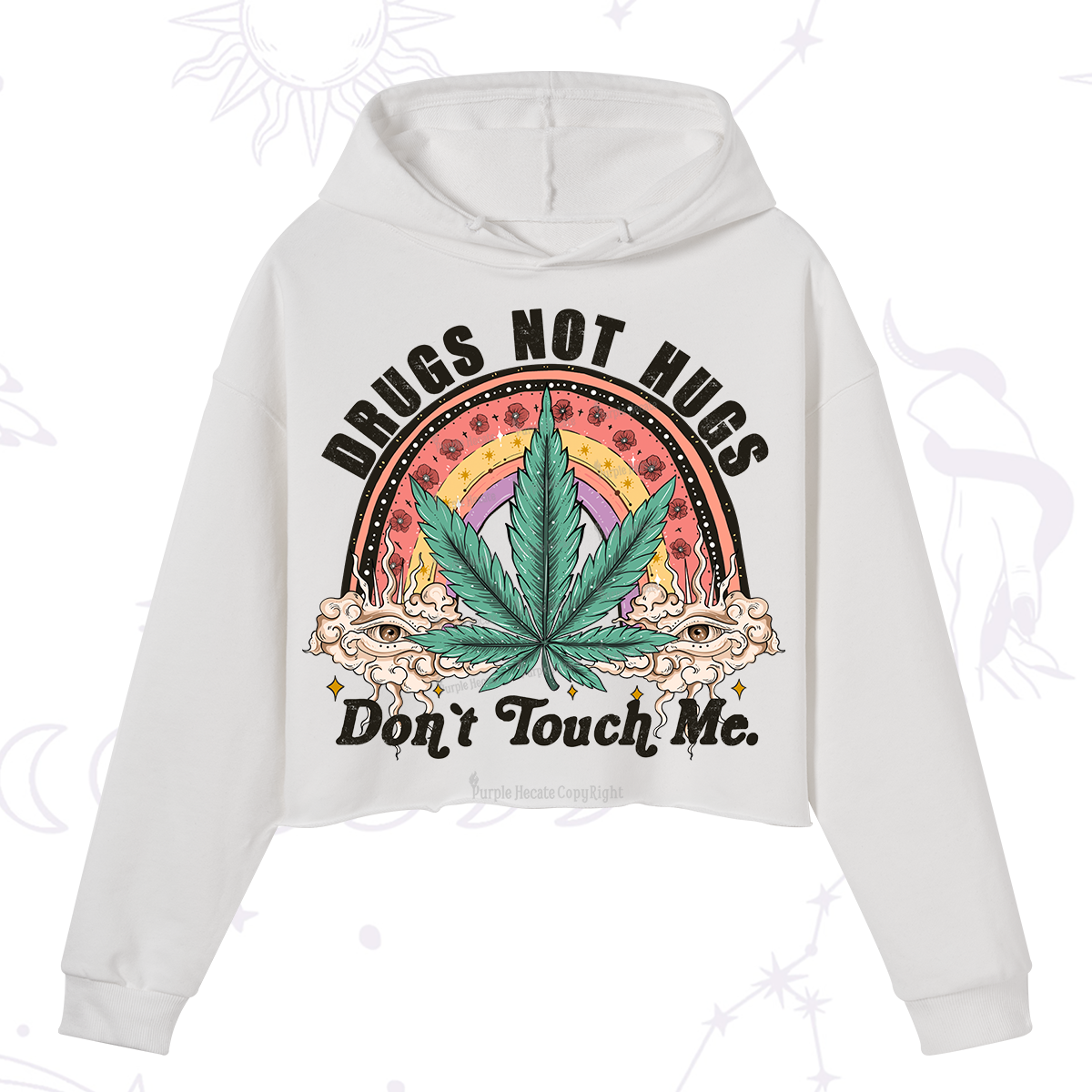 Purplehecate Drugs Not Hugs Crop Hoodie