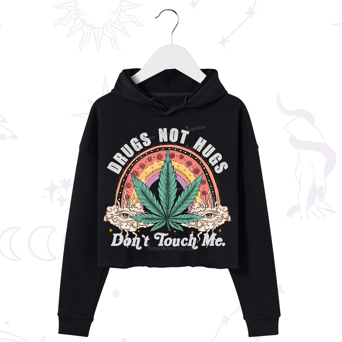 Purplehecate Drugs Not Hugs Crop Hoodie