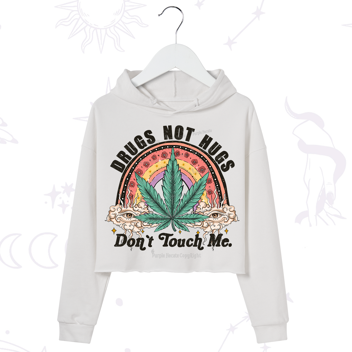 Purplehecate Drugs Not Hugs Crop Hoodie