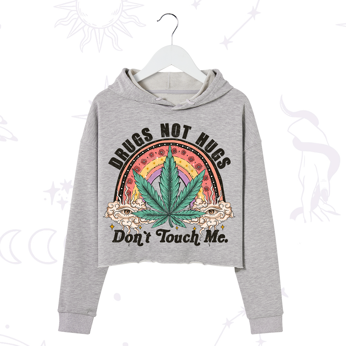 Purplehecate Drugs Not Hugs Crop Hoodie