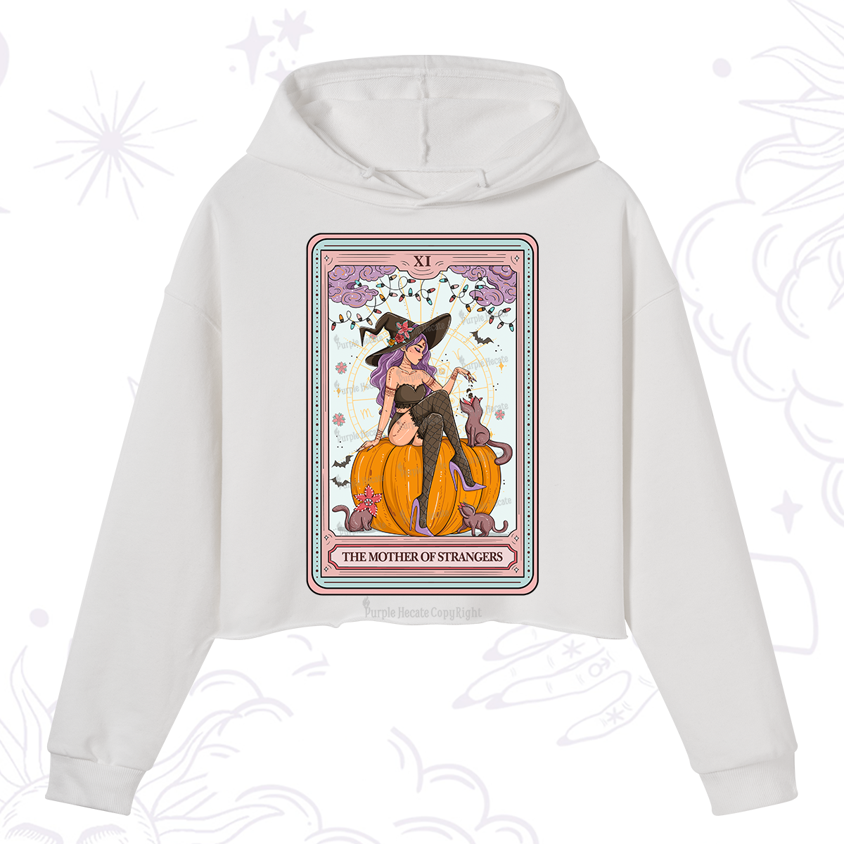 Purplehecate The Mother Of Strangers Tarot Crop Hoodie