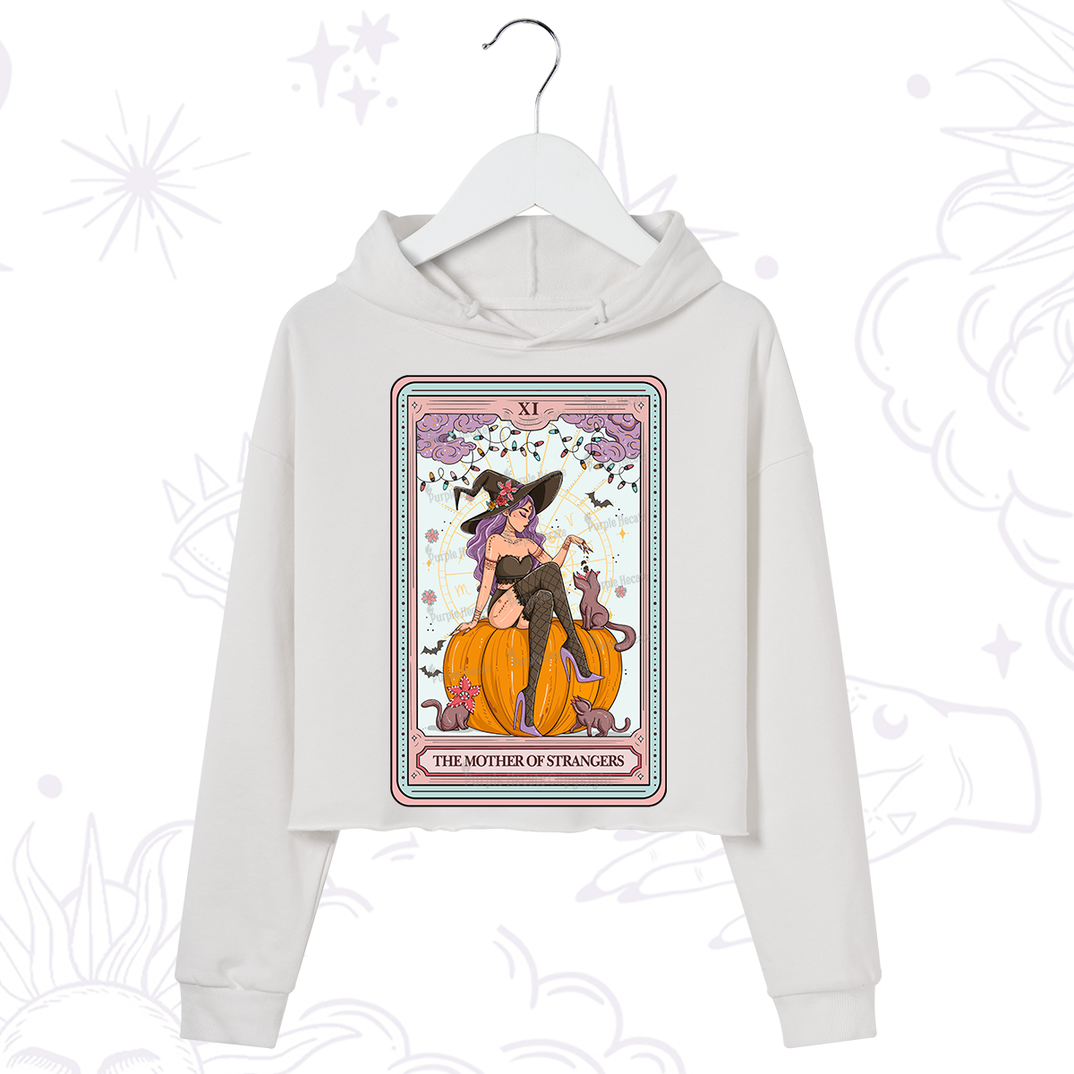 Purplehecate The Mother Of Strangers Tarot Crop Hoodie