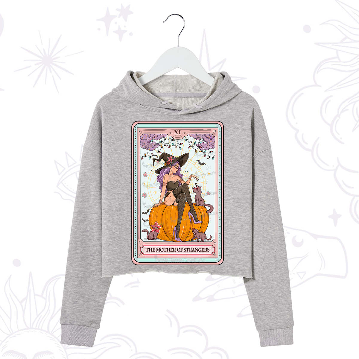 Purplehecate The Mother Of Strangers Tarot Crop Hoodie