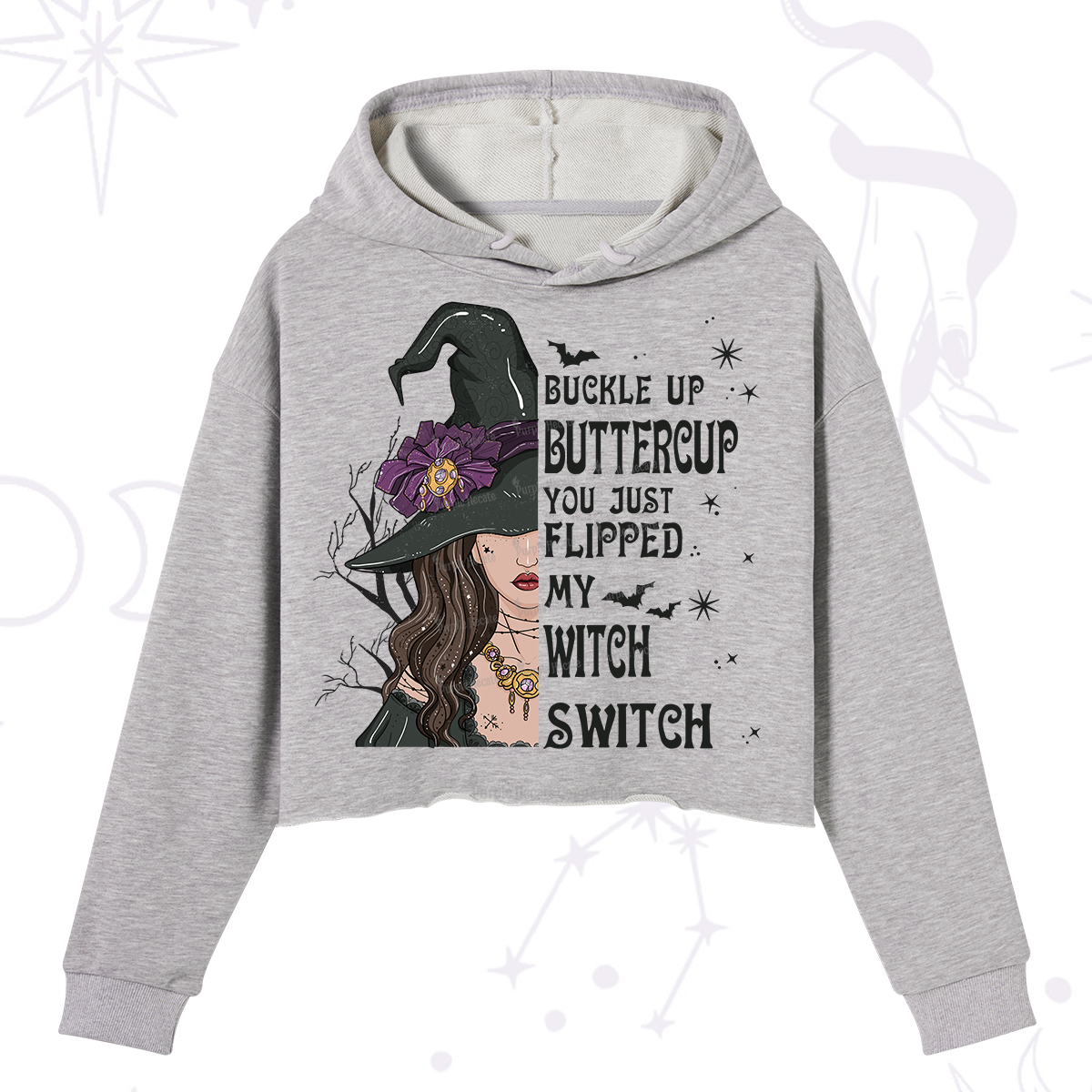Purplehecate Buckle Up Buttercup You Just Flipped My Witch Switch Crop Hoodie