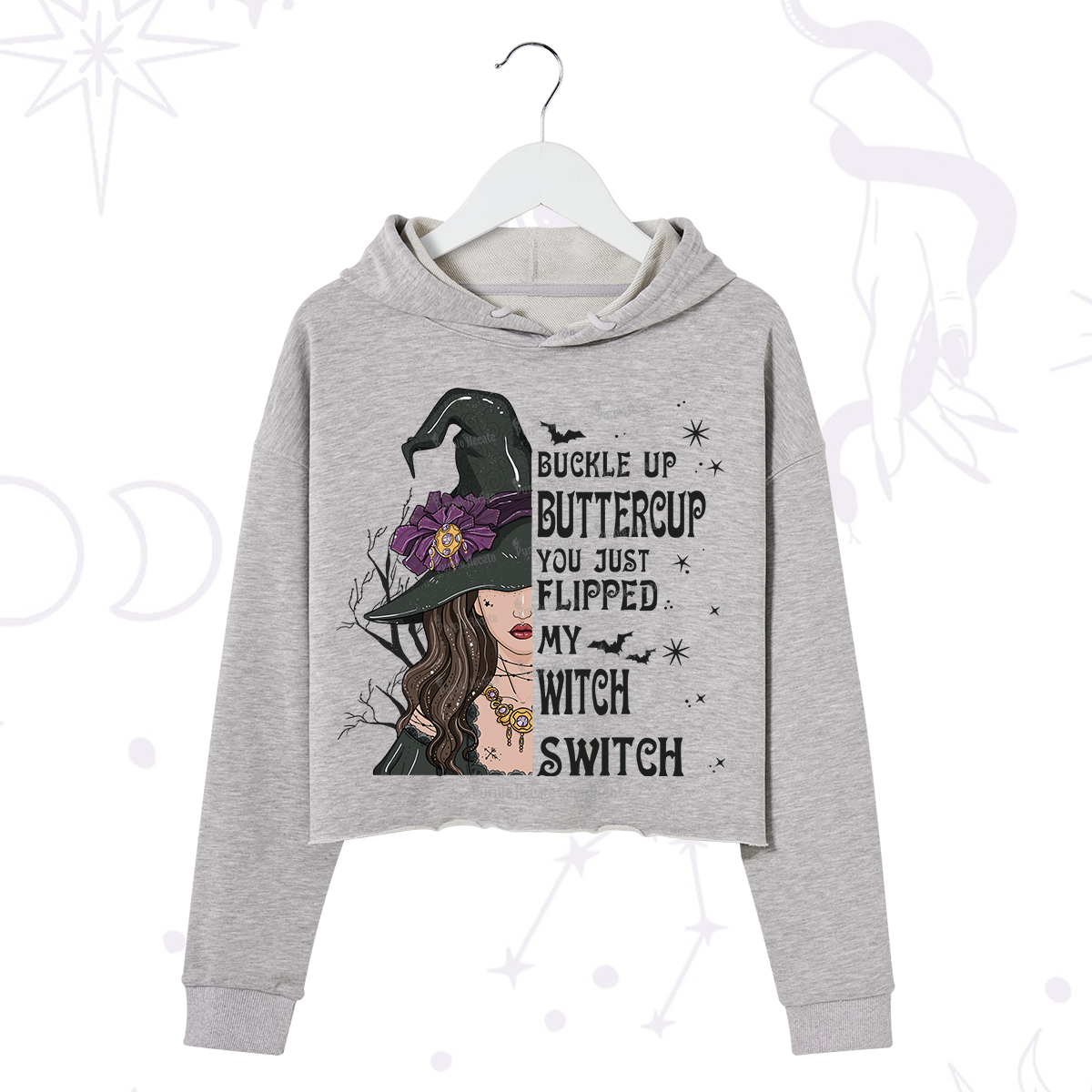 Purplehecate Buckle Up Buttercup You Just Flipped My Witch Switch Crop Hoodie