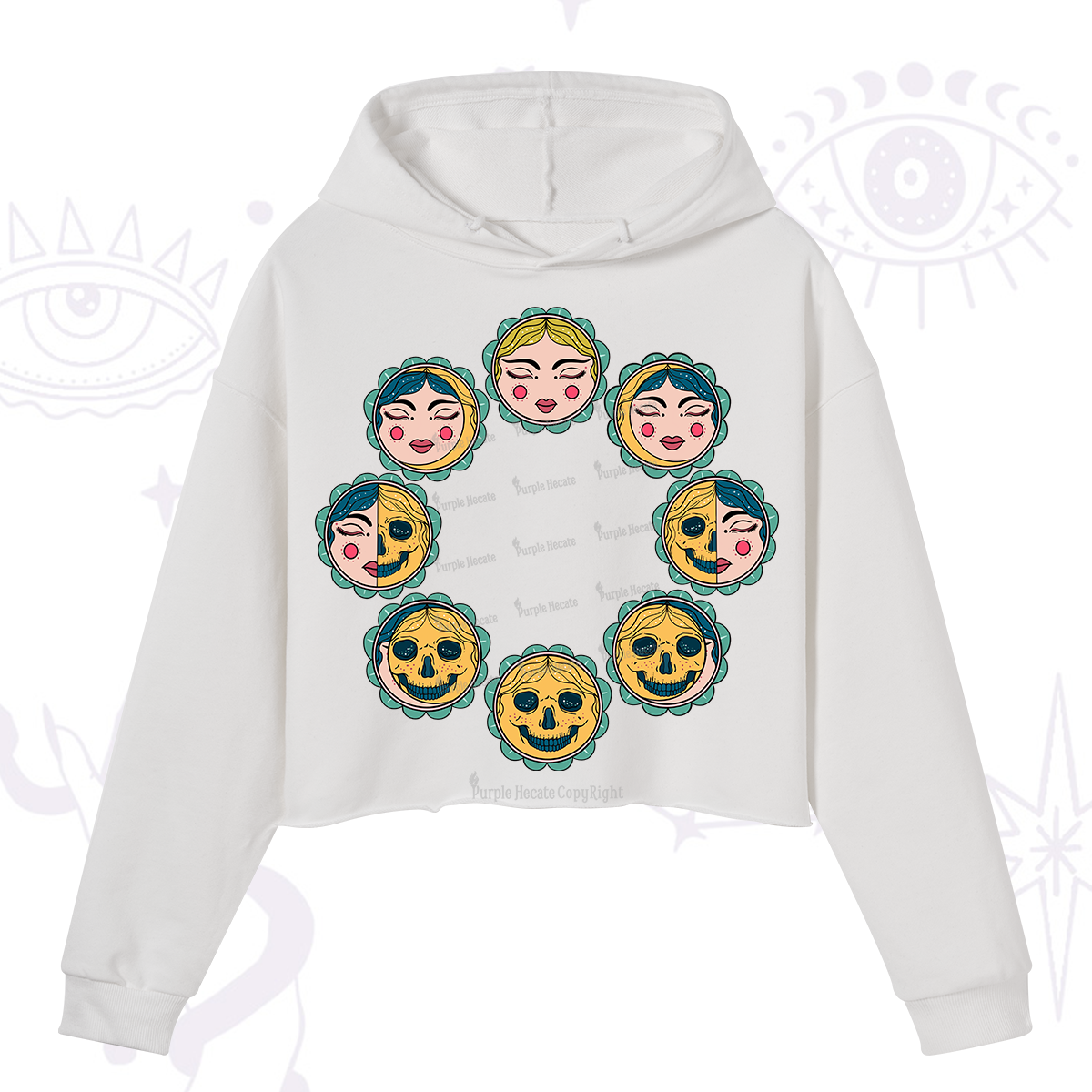 Purplehecate Lunar Skull Cycle Crop Hoodie