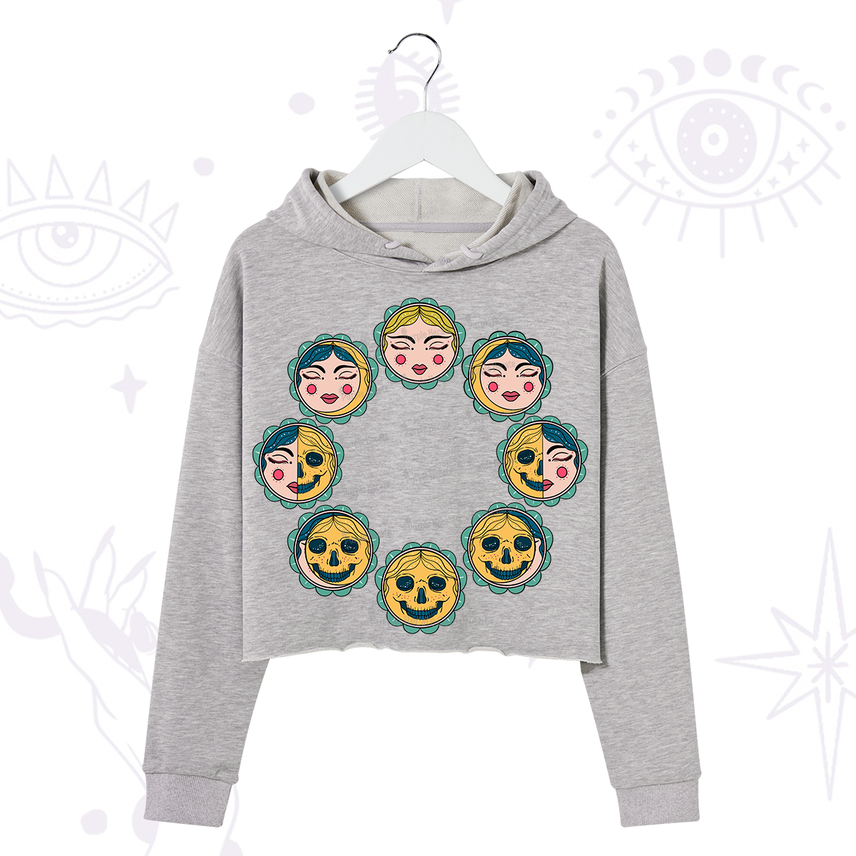 Purplehecate Lunar Skull Cycle Crop Hoodie