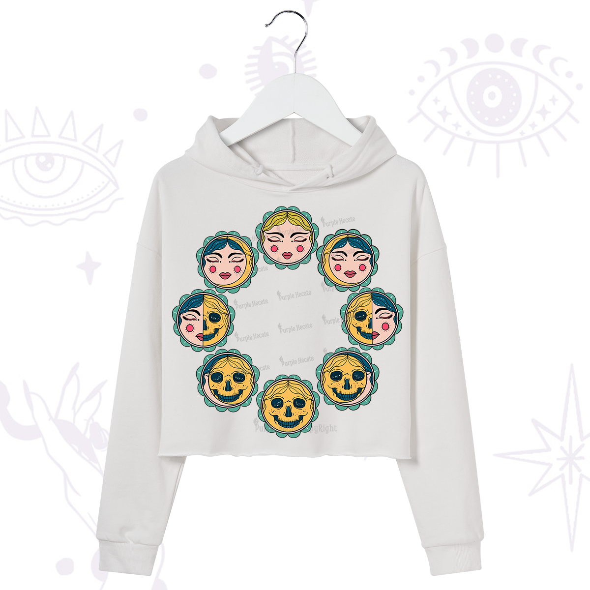 Purplehecate Lunar Skull Cycle Crop Hoodie
