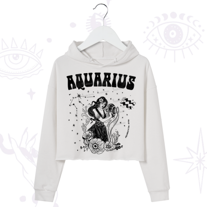 Purplehecate Aquarius Zodiac Glyphs Crop Hoodie