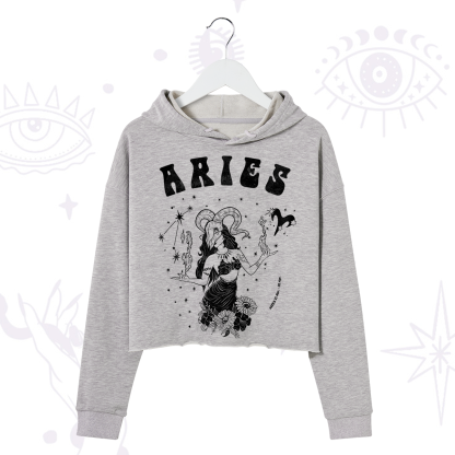 Purplehecate Aries Zodiac Glyphs Crop Hoodie
