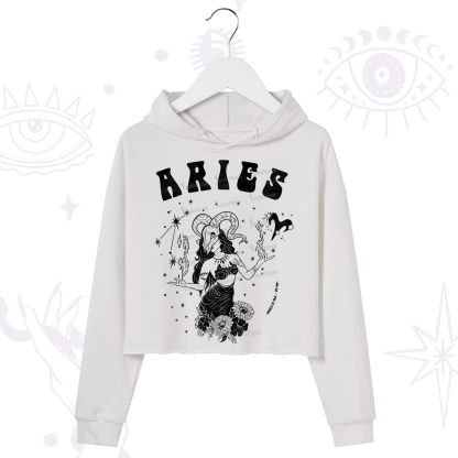 Purplehecate Aries Zodiac Glyphs Crop Hoodie