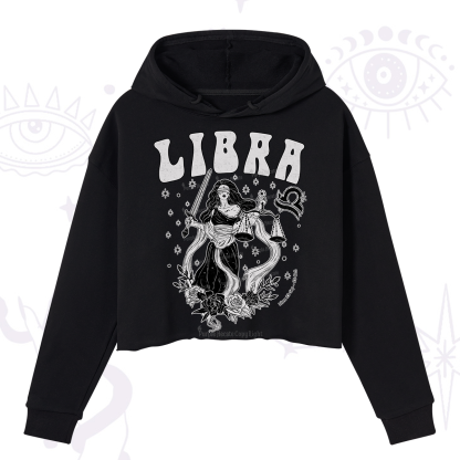 Purplehecate Libra Zodiac Glyphs Crop Hoodie