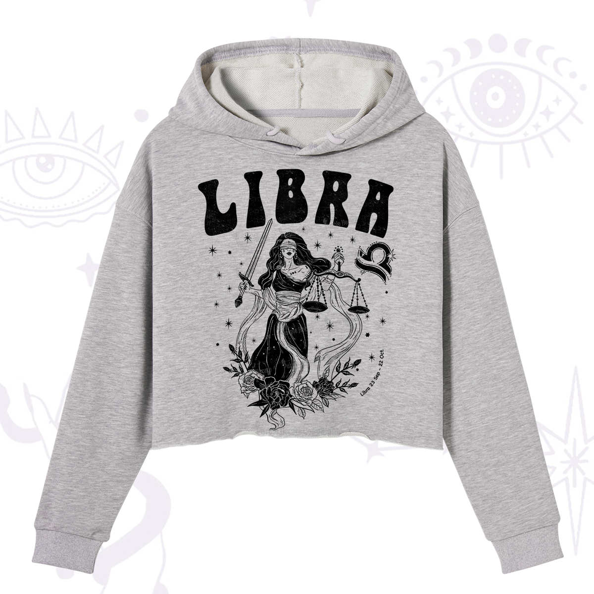 Purplehecate Libra Zodiac Glyphs Crop Hoodie