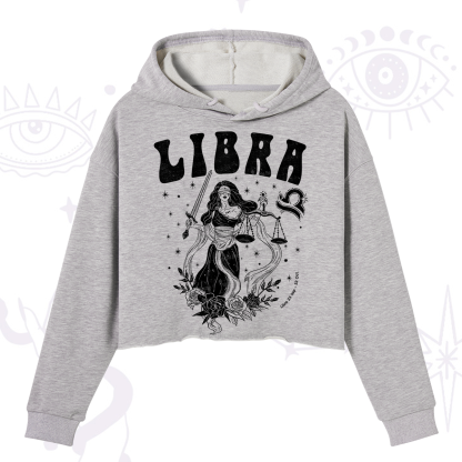 Purplehecate Libra Zodiac Glyphs Crop Hoodie
