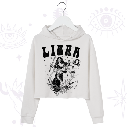 Purplehecate Libra Zodiac Glyphs Crop Hoodie