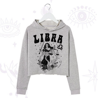 Purplehecate Libra Zodiac Glyphs Crop Hoodie