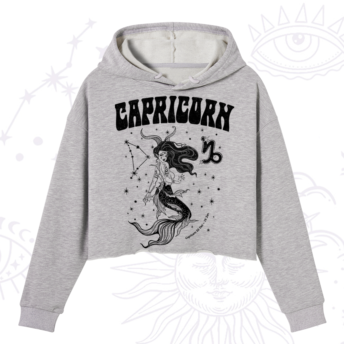 Purplehecate Capricorn Zodiac Glyphs Crop Hoodie