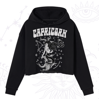Purplehecate Capricorn Zodiac Glyphs Crop Hoodie