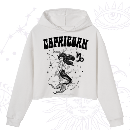 Purplehecate Capricorn Zodiac Glyphs Crop Hoodie
