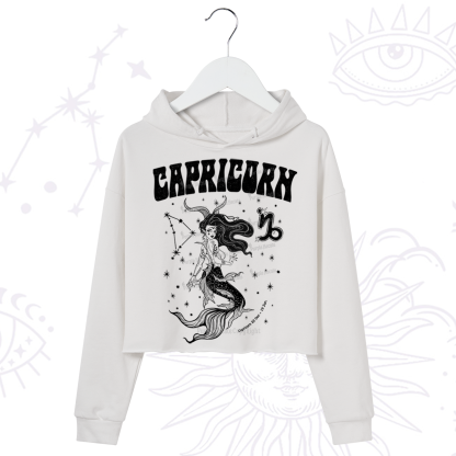 Purplehecate Capricorn Zodiac Glyphs Crop Hoodie