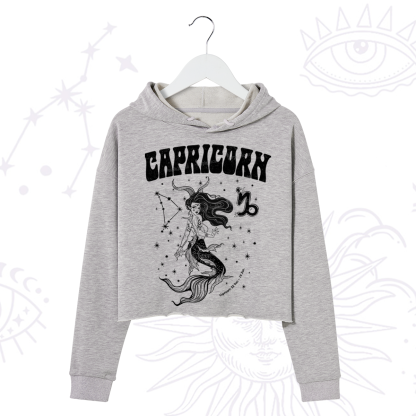 Purplehecate Capricorn Zodiac Glyphs Crop Hoodie