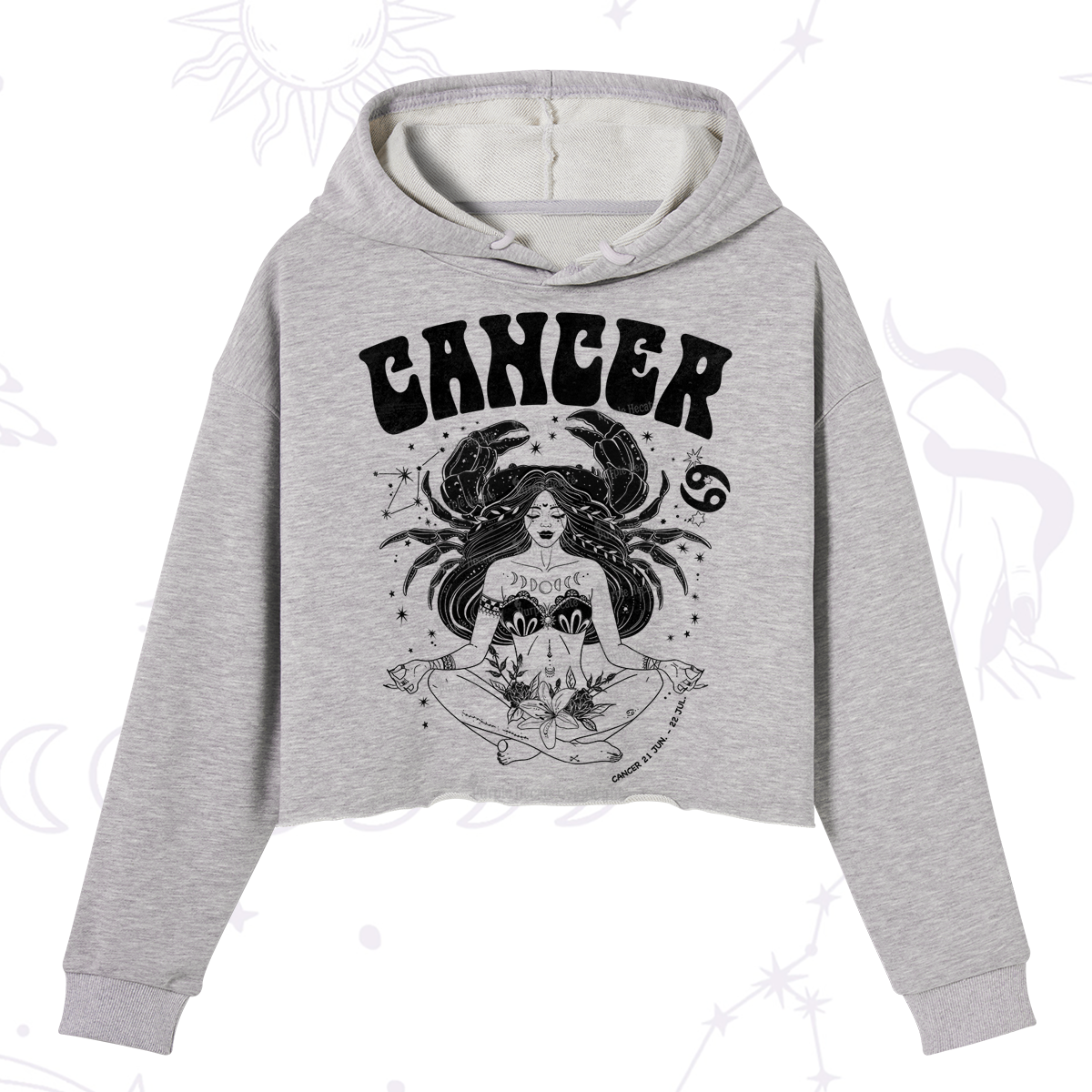 Purplehecate Cancer Zodiac Glyphs Crop Hoodie
