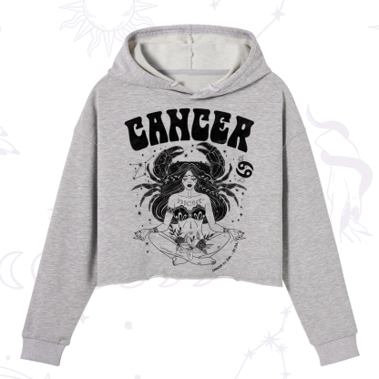 Purplehecate Cancer Zodiac Glyphs Crop Hoodie