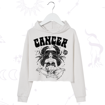 Purplehecate Cancer Zodiac Glyphs Crop Hoodie