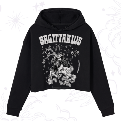 Purplehecate Sagittarius Zodiac Glyphs Crop Hoodie