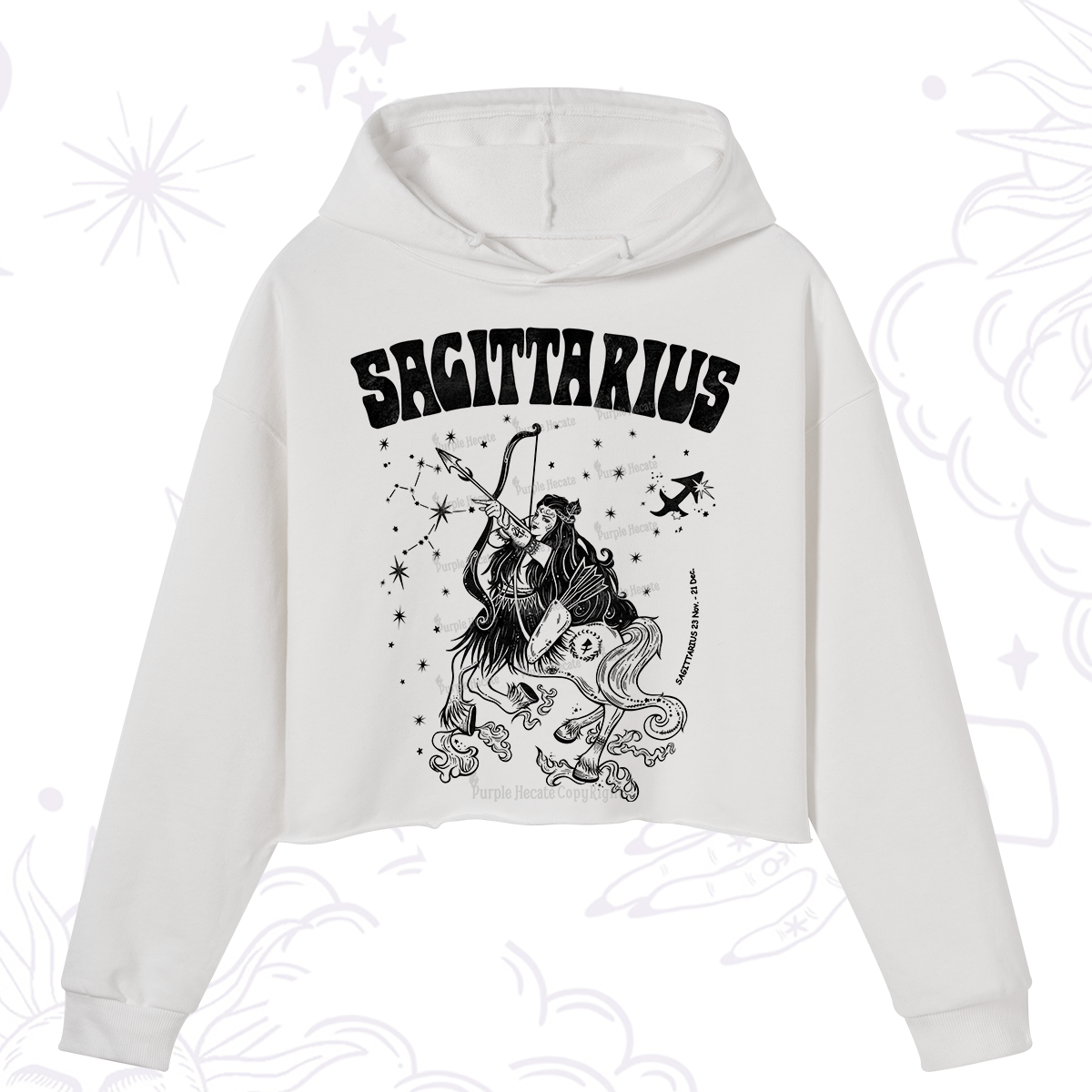 Purplehecate Sagittarius Zodiac Glyphs Crop Hoodie