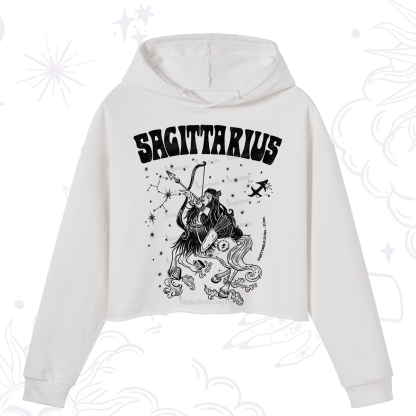 Purplehecate Sagittarius Zodiac Glyphs Crop Hoodie