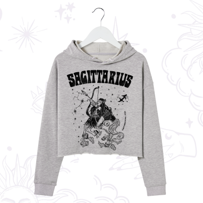 Purplehecate Sagittarius Zodiac Glyphs Crop Hoodie