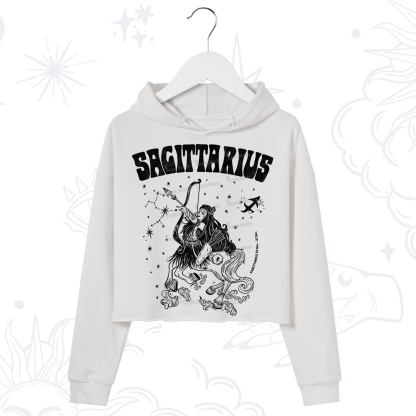 Purplehecate Sagittarius Zodiac Glyphs Crop Hoodie