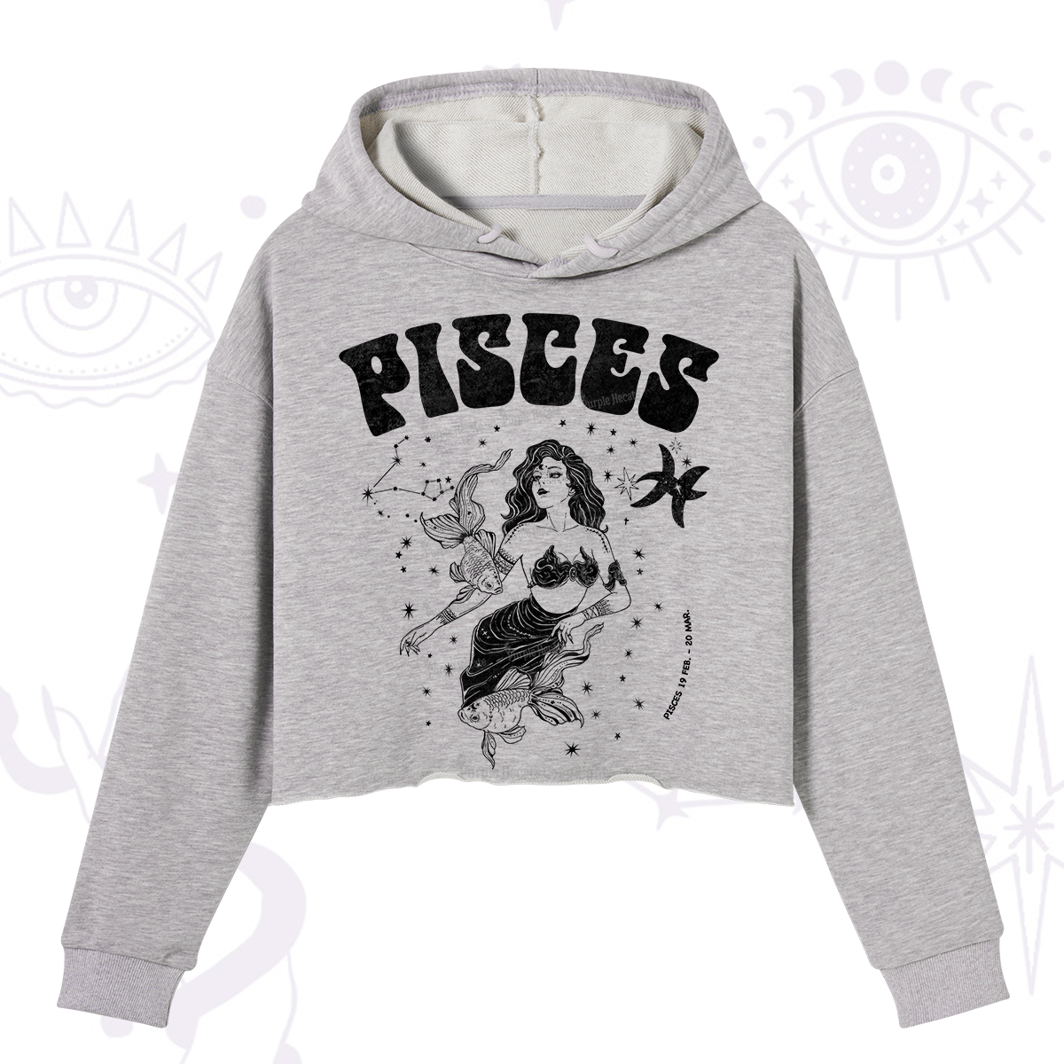 Purplehecate Pisces Zodiac Glyphs Crop Hoodie
