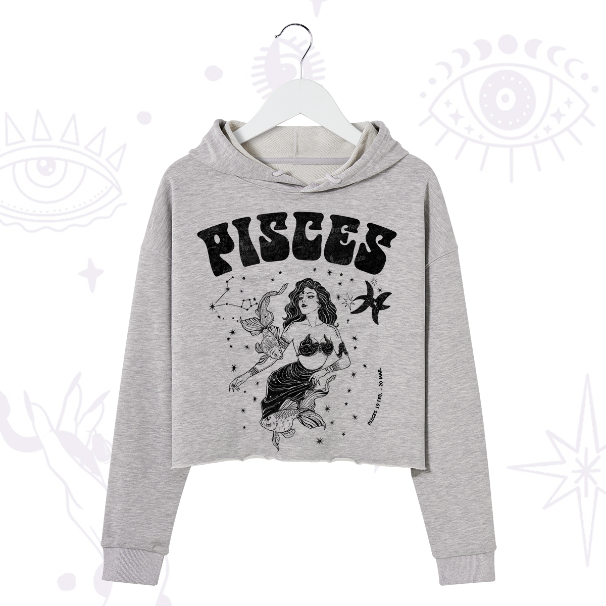 Purplehecate Pisces Zodiac Glyphs Crop Hoodie
