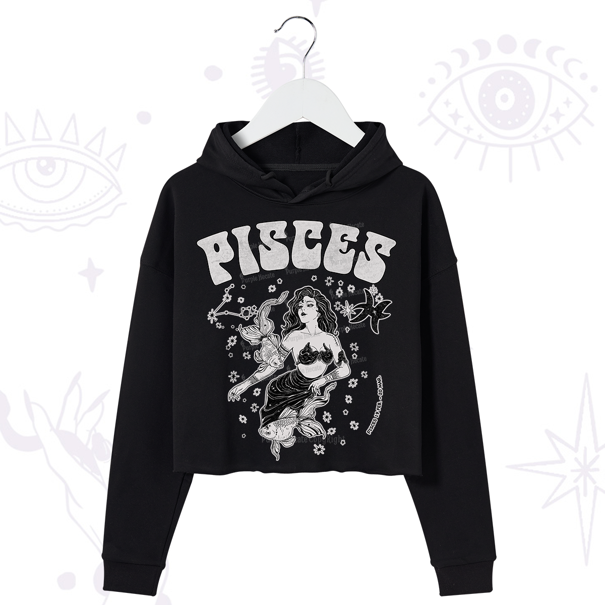 Purplehecate Pisces Zodiac Glyphs Crop Hoodie