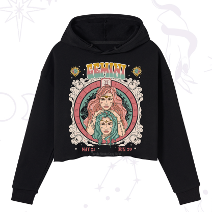 Purplehecate Gemini Cosmic Zodiac Crop Hoodie