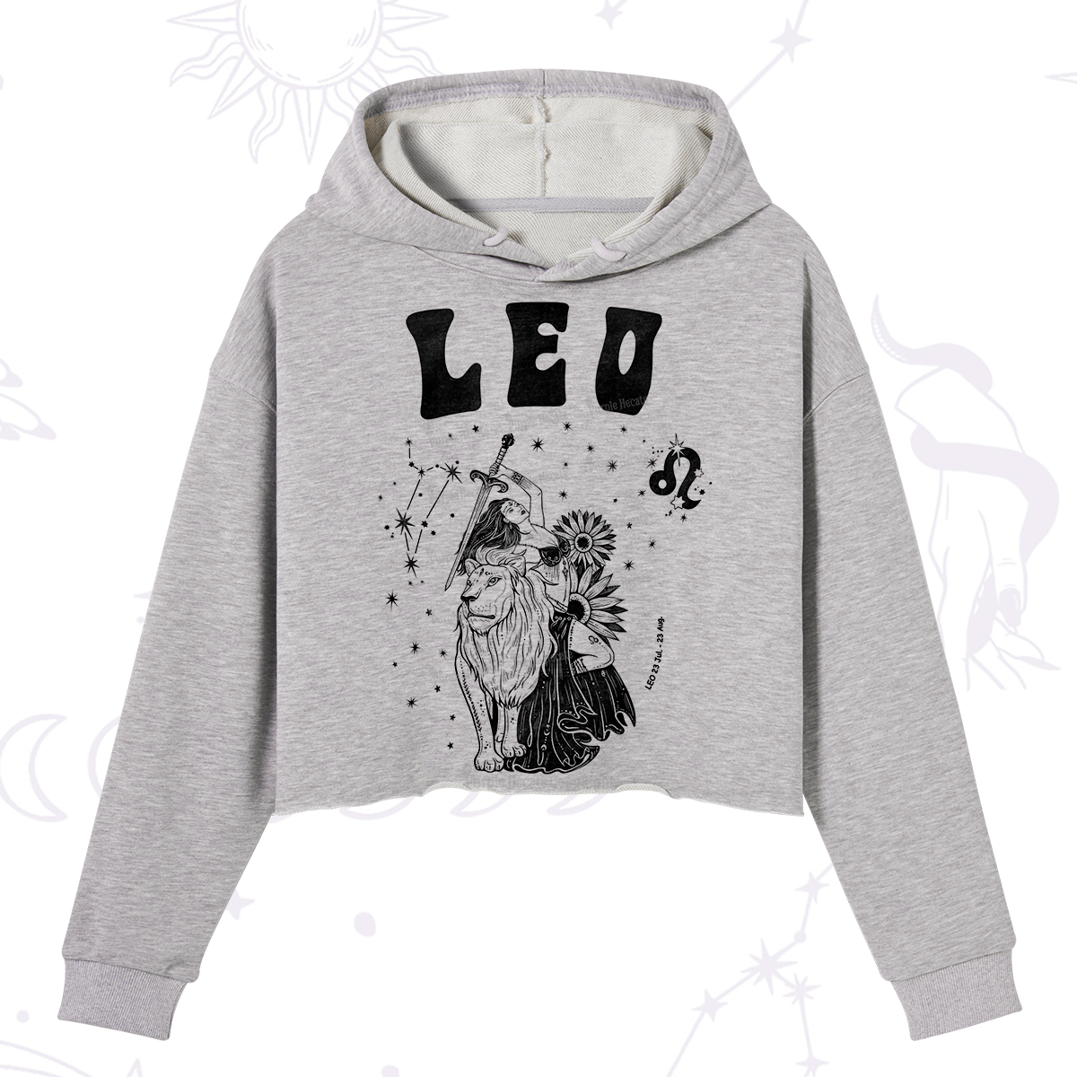 Purplehecate Leo Zodiac Glyphs  Crop Hoodie